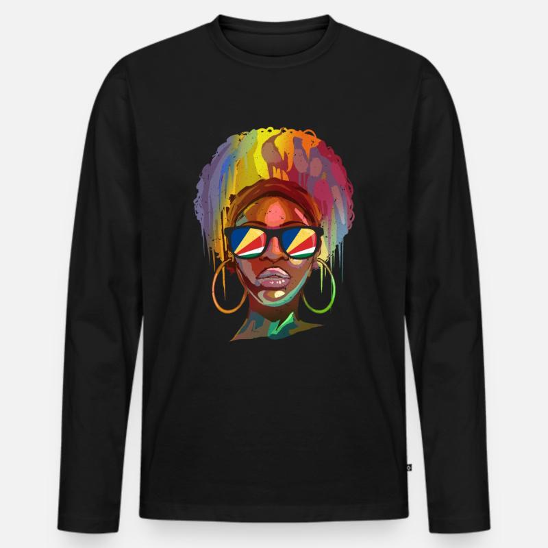 Seychellen - Männer Premium Bio Langarmshirt - Schwarz