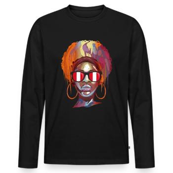 Pérou - T-shirt manches longues Premium bio Homme - noir - Devant - Nico (187cm)
