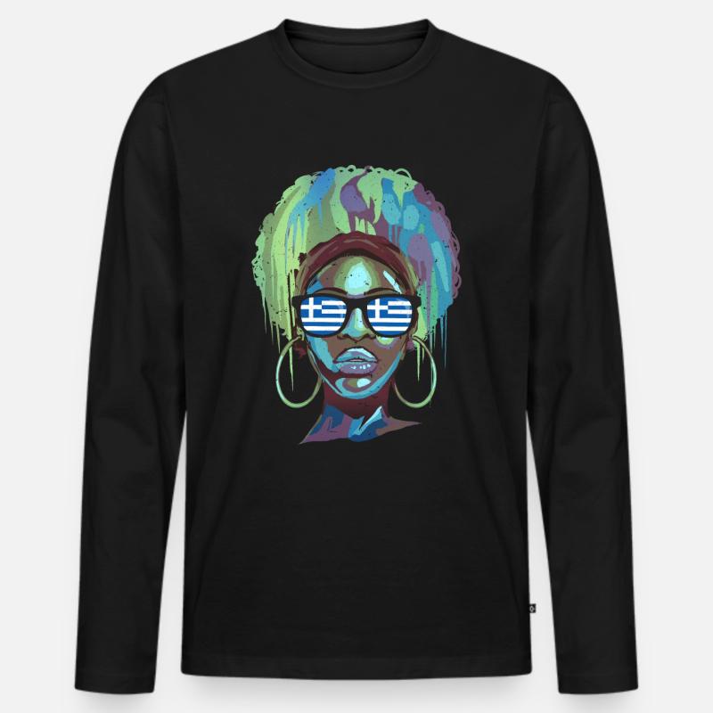 Griechenland - Männer Premium Bio Langarmshirt - Schwarz