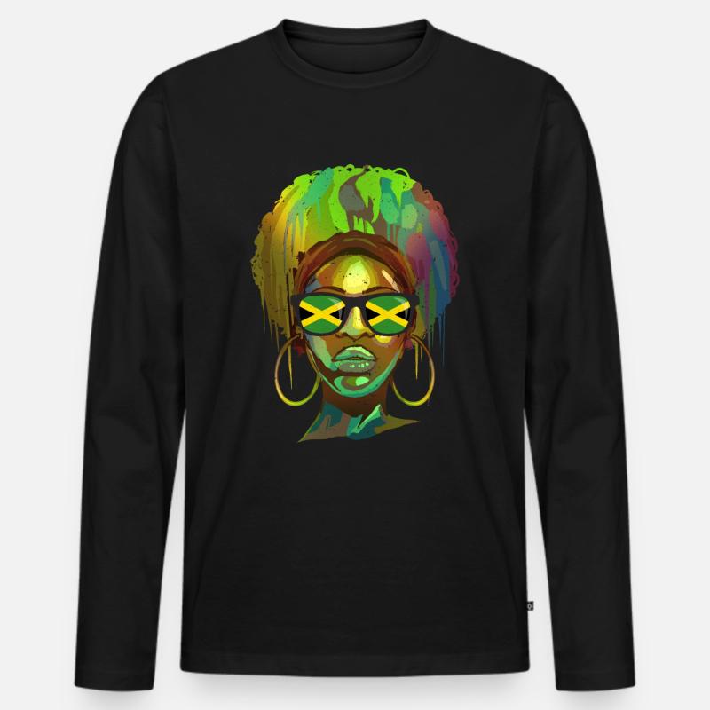 Jamaika - Männer Premium Bio Langarmshirt - Schwarz