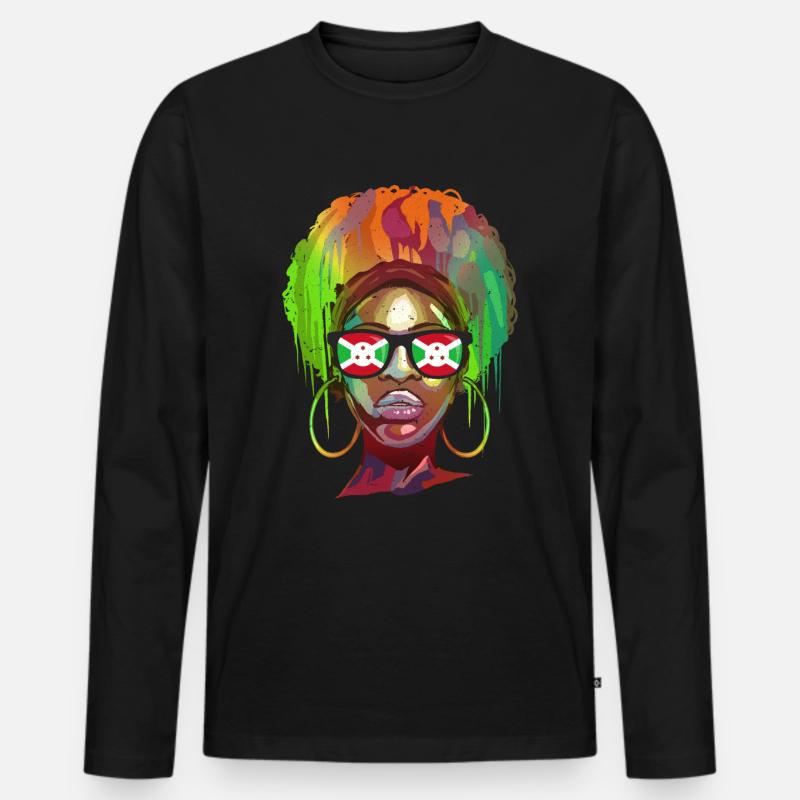 Burundi - Männer Premium Bio Langarmshirt - Schwarz