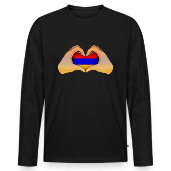 Armenia - Men's Premium Organic Long Sleeve Shirt - black - Front - Nico (187cm)
