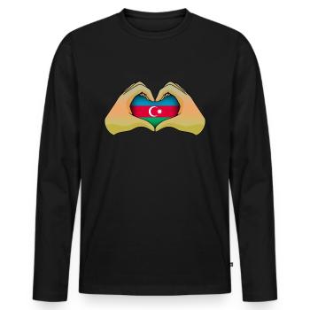 Azerbaïdjan - T-shirt manches longues Premium bio Homme - noir - Devant - Nico (187cm)
