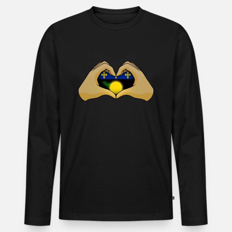 Guadeloupe - Männer Premium Bio Langarmshirt - Schwarz
