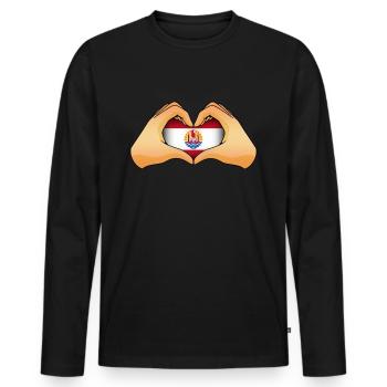 Polynésie française - T-shirt manches longues Premium bio Homme - noir - Devant - Nico (187cm)