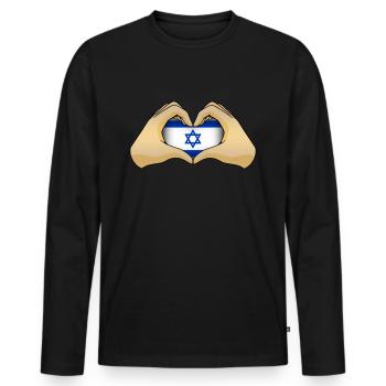 Israel - Men's Premium Organic Long Sleeve Shirt - black - Front - Nico (187cm)