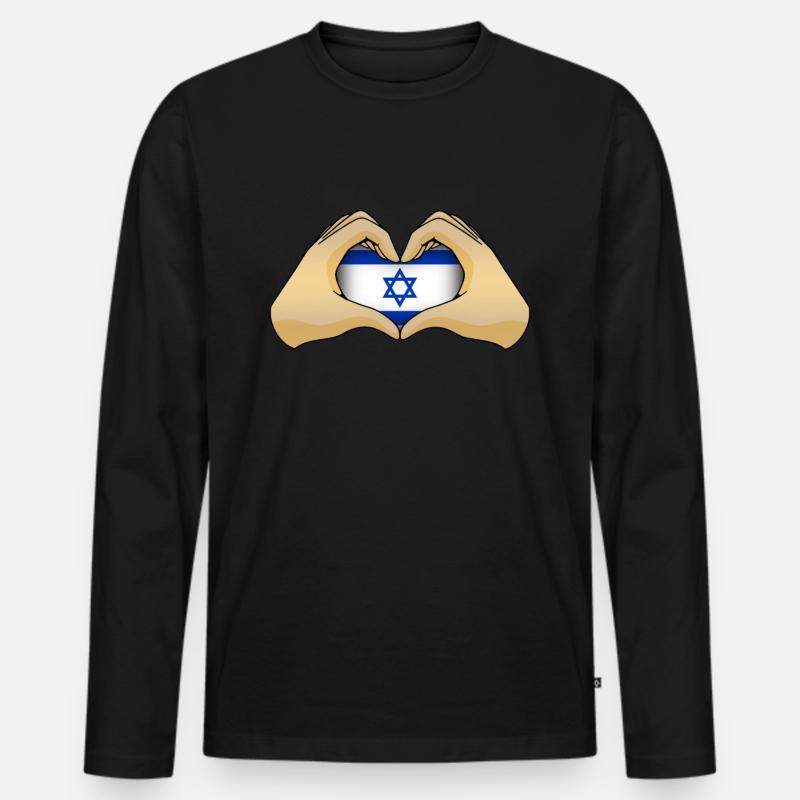 Israel - Männer Premium Bio Langarmshirt - Schwarz