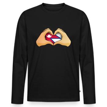 Népal - T-shirt manches longues Premium bio Homme - noir - Devant - Nico (187cm)