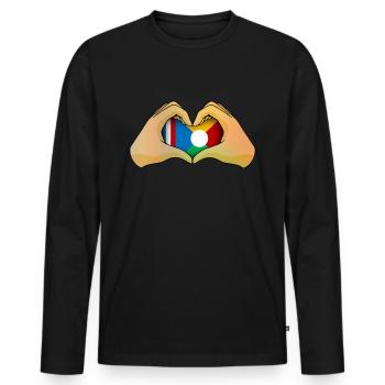 Réunion - T-shirt manches longues Premium bio Homme - noir - Devant - Nico (187cm)