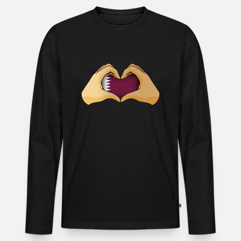 Katar - Männer Premium Bio Langarmshirt - Schwarz