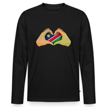 Namibia - Männer Premium Bio Langarmshirt - Schwarz - Vorne - Nico (187cm)