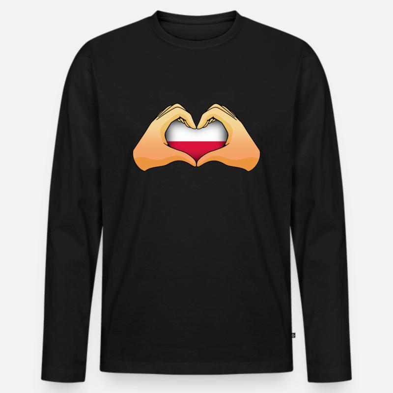 Polen - Männer Premium Bio Langarmshirt - Schwarz