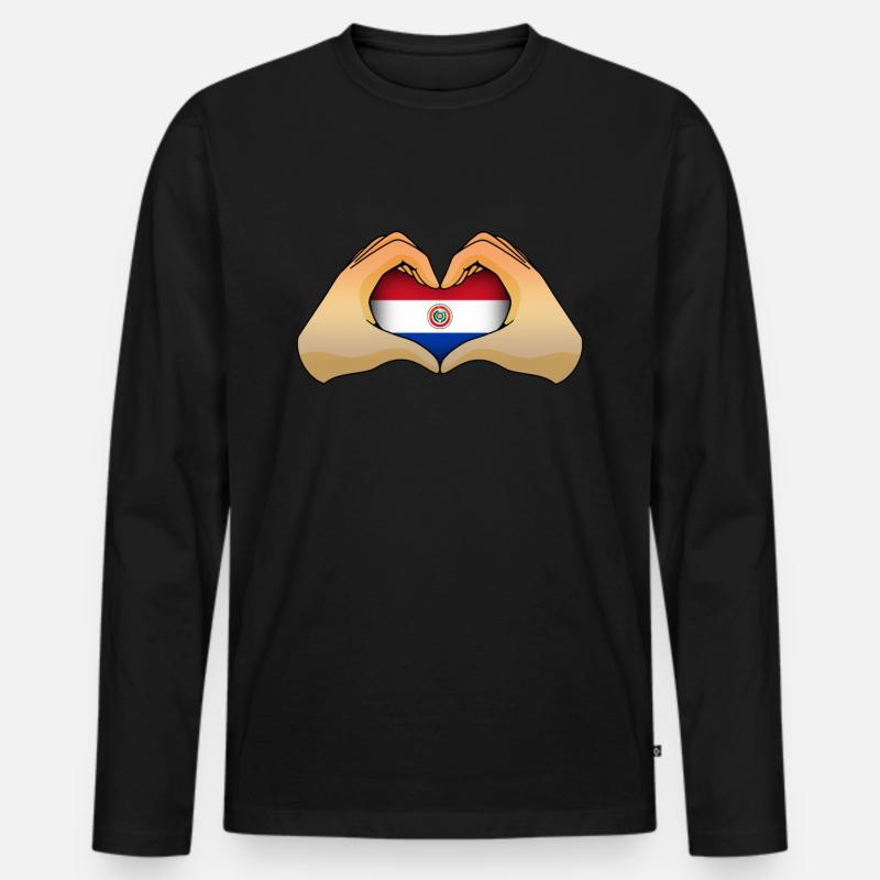Paraguay - Männer Premium Bio Langarmshirt - Schwarz
