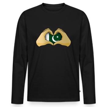 Pakistan - Men's Premium Organic Long Sleeve Shirt - black - Front - Nico (187cm)