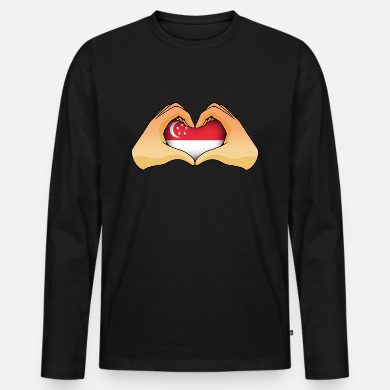 Singapur - Männer Premium Bio Langarmshirt - Schwarz