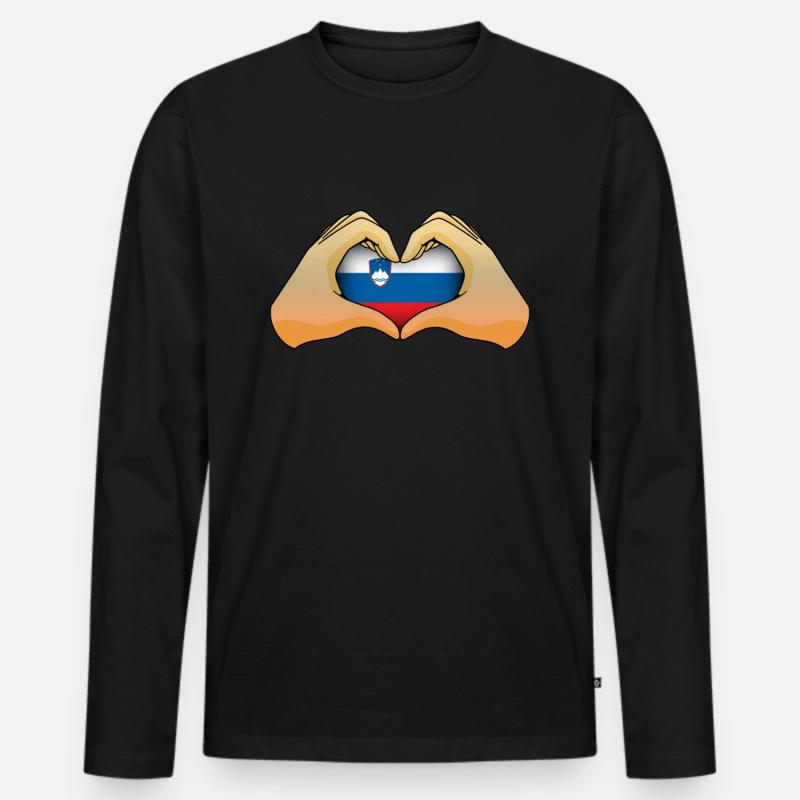 Slowenien - Männer Premium Bio Langarmshirt - Schwarz