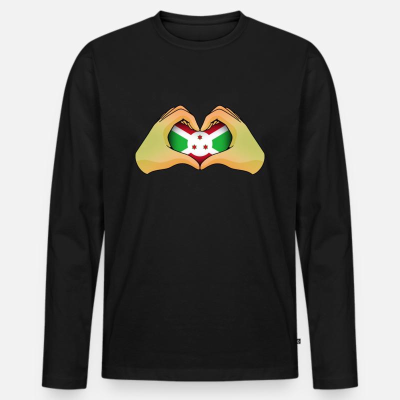 Burundi - Männer Premium Bio Langarmshirt - Schwarz