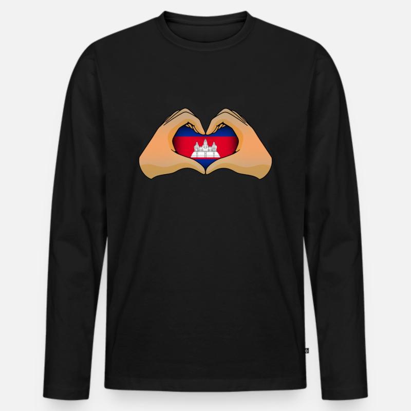 Kambodscha - Männer Premium Bio Langarmshirt - Schwarz