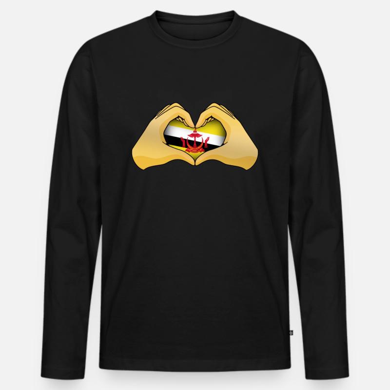 Brunei - Männer Premium Bio Langarmshirt - Schwarz