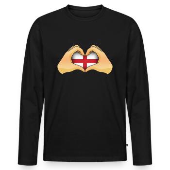 England - Men's Premium Organic Long Sleeve Shirt - black - Front - Nico (187cm)