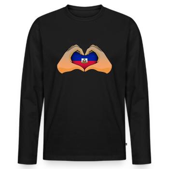 Haiti - Men's Premium Organic Long Sleeve Shirt - black - Front - Nico (187cm)