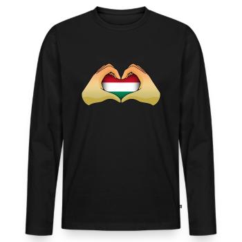 Hungary - Men's Premium Organic Long Sleeve Shirt - black - Front - Nico (187cm)