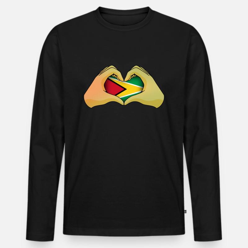 Guyana - Männer Premium Bio Langarmshirt - Schwarz