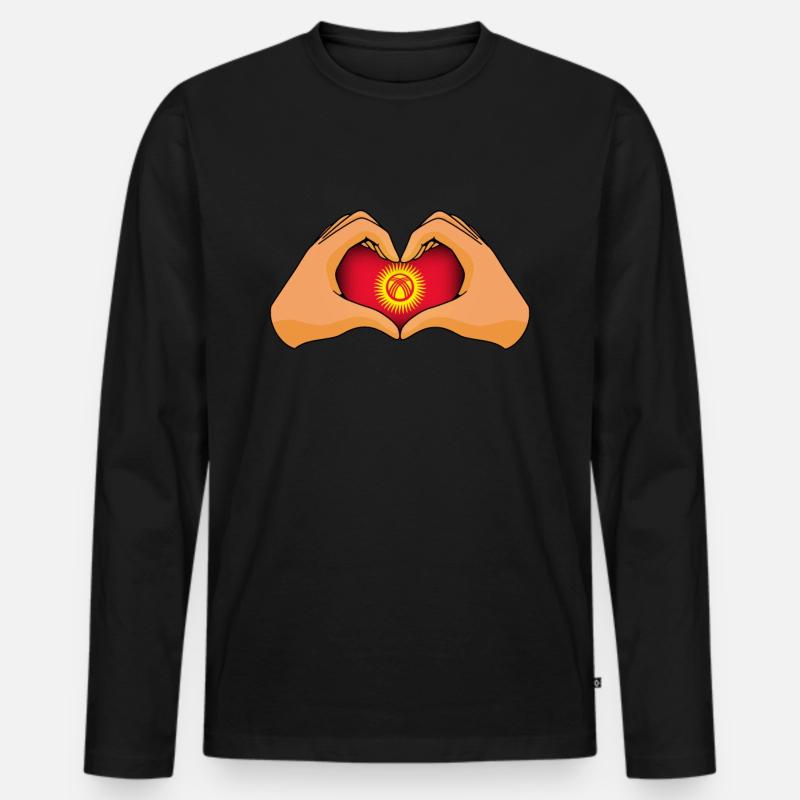 Kirgisistan - Männer Premium Bio Langarmshirt - Schwarz