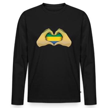 Gabon - Men's Premium Organic Long Sleeve Shirt - black - Front - Nico (187cm)