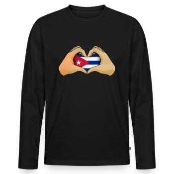Cuba - T-shirt manches longues Premium bio Homme - noir - Devant - Nico (187cm)