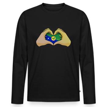 Île Christmas - T-shirt manches longues Premium bio Homme - noir - Devant - Nico (187cm)