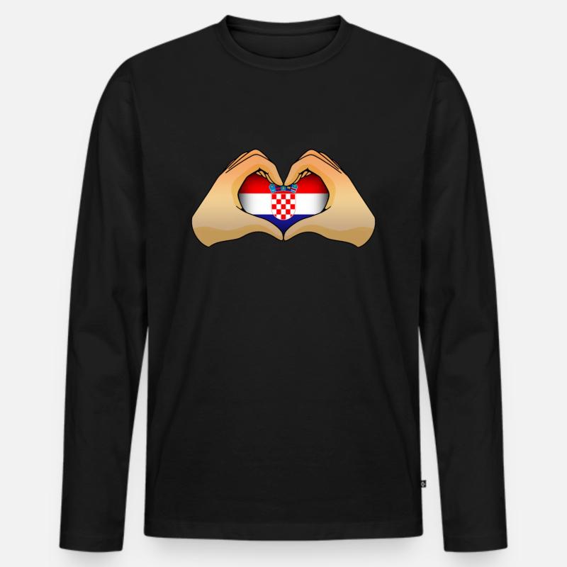 Kroatien - Männer Premium Bio Langarmshirt - Schwarz