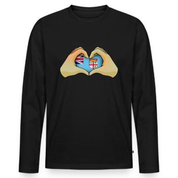 Fiji - Men's Premium Organic Long Sleeve Shirt - black - Front - Nico (187cm)