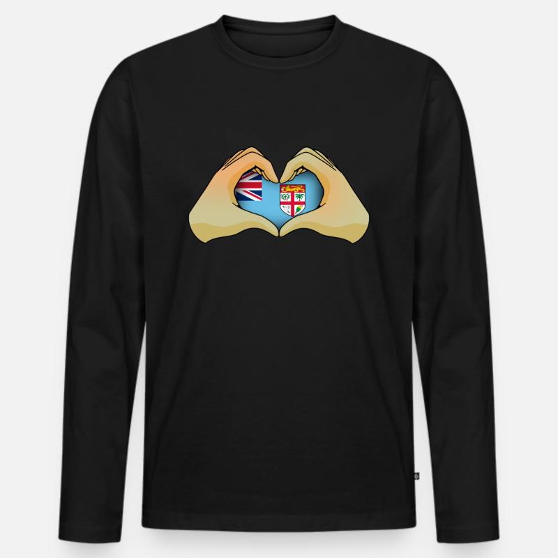Fidschi - Männer Premium Bio Langarmshirt - Schwarz