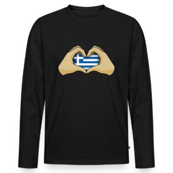 Greece - Men's Premium Organic Long Sleeve Shirt - black - Front - Nico (187cm)