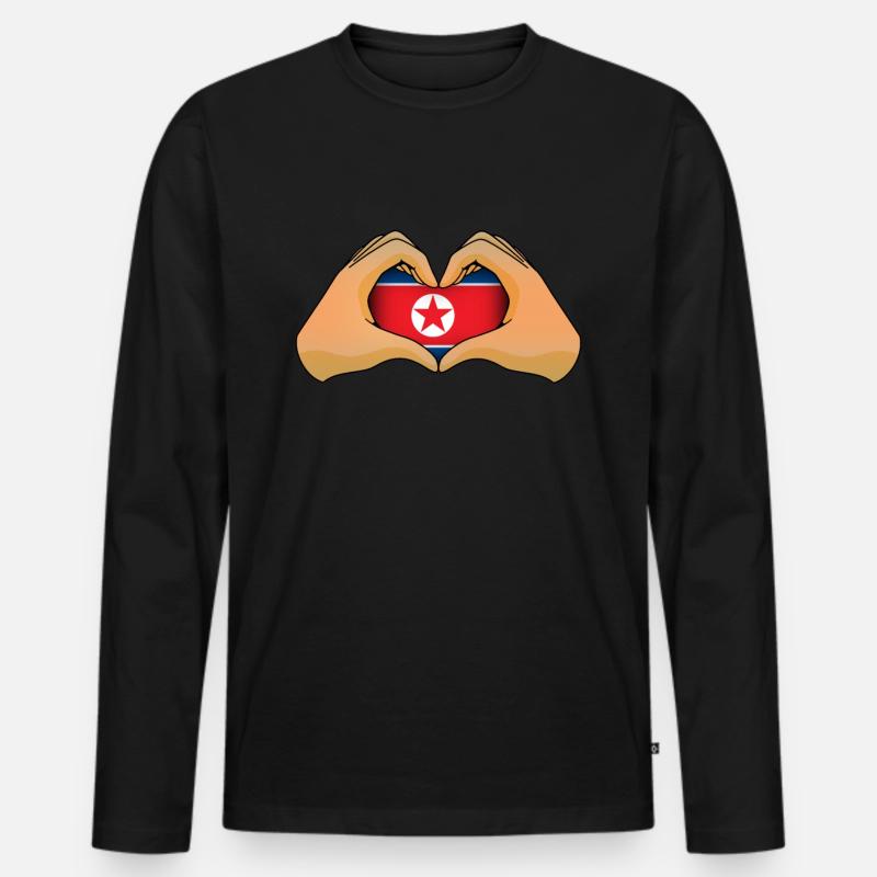 Nordkorea - Männer Premium Bio Langarmshirt - Schwarz