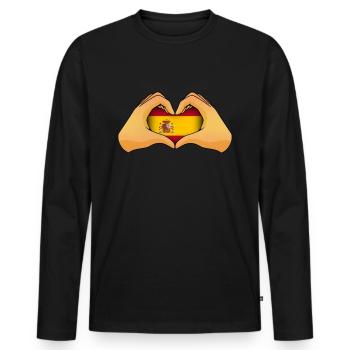 Spanien - Männer Premium Bio Langarmshirt - Schwarz - Vorne - Nico (187cm)