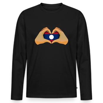 Laos - T-shirt manches longues Premium bio Homme - noir - Devant - Nico (187cm)