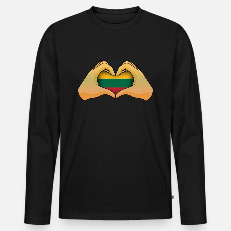 Litauen - Männer Premium Bio Langarmshirt - Schwarz
