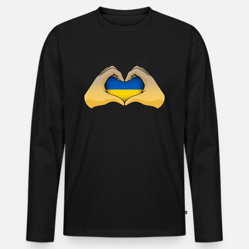 Ukraine - Männer Premium Bio Langarmshirt - Schwarz