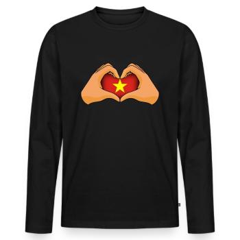 Vietnam - Men's Premium Organic Long Sleeve Shirt - black - Front - Nico (187cm)