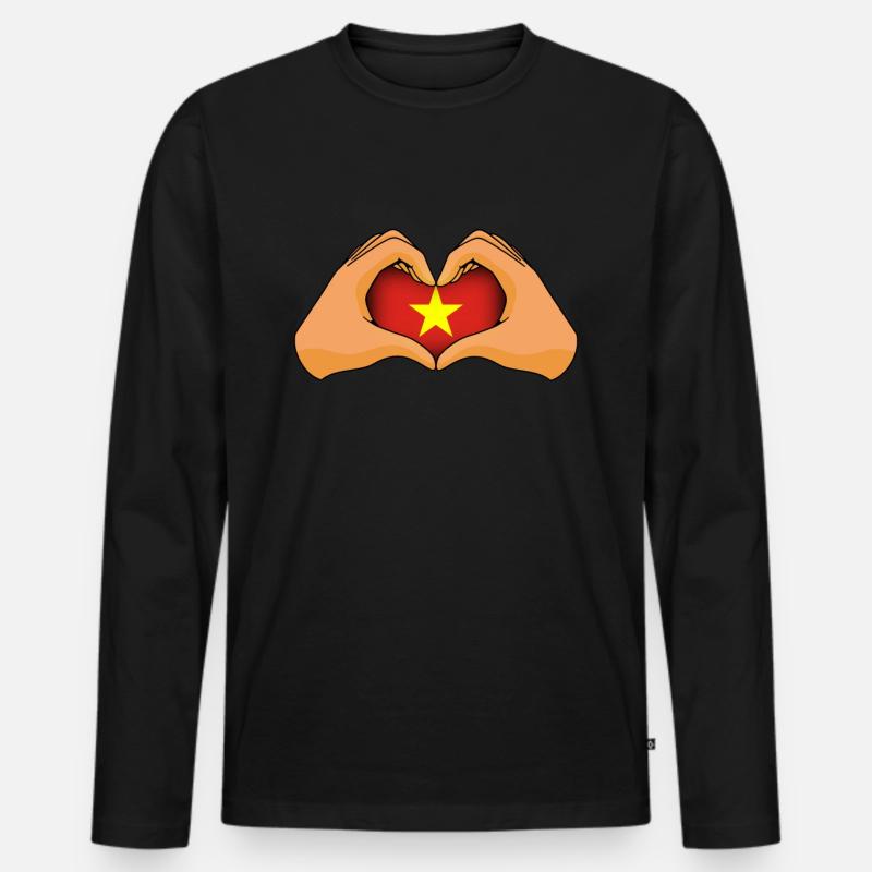 Vietnam - Männer Premium Bio Langarmshirt - Schwarz
