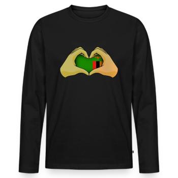 Zambia - Men's Premium Organic Long Sleeve Shirt - black - Front - Nico (187cm)