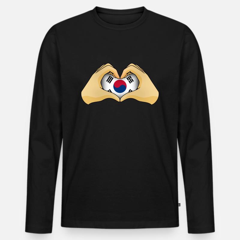 Südkorea - Männer Premium Bio Langarmshirt - Schwarz