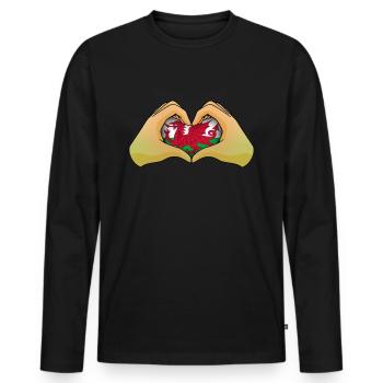 Wales - Männer Premium Bio Langarmshirt - Schwarz - Vorne - Nico (187cm)