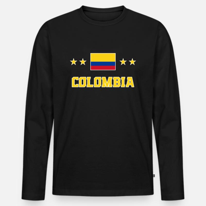 Kolumbien - Männer Premium Bio Langarmshirt - Schwarz