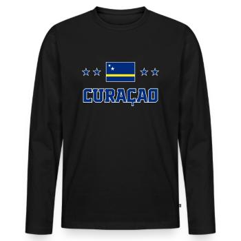 Curaçao - Männer Premium Bio Langarmshirt - Schwarz - Vorne - Nico (187cm)