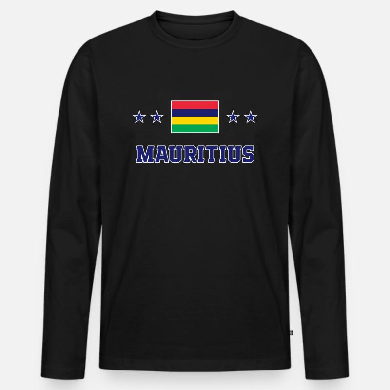 Mauritius - Männer Premium Bio Langarmshirt - Schwarz