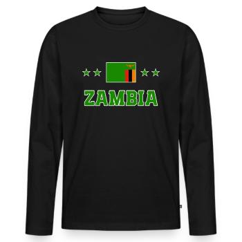 Zambia - Men's Premium Organic Long Sleeve Shirt - black - Front - Nico (187cm)