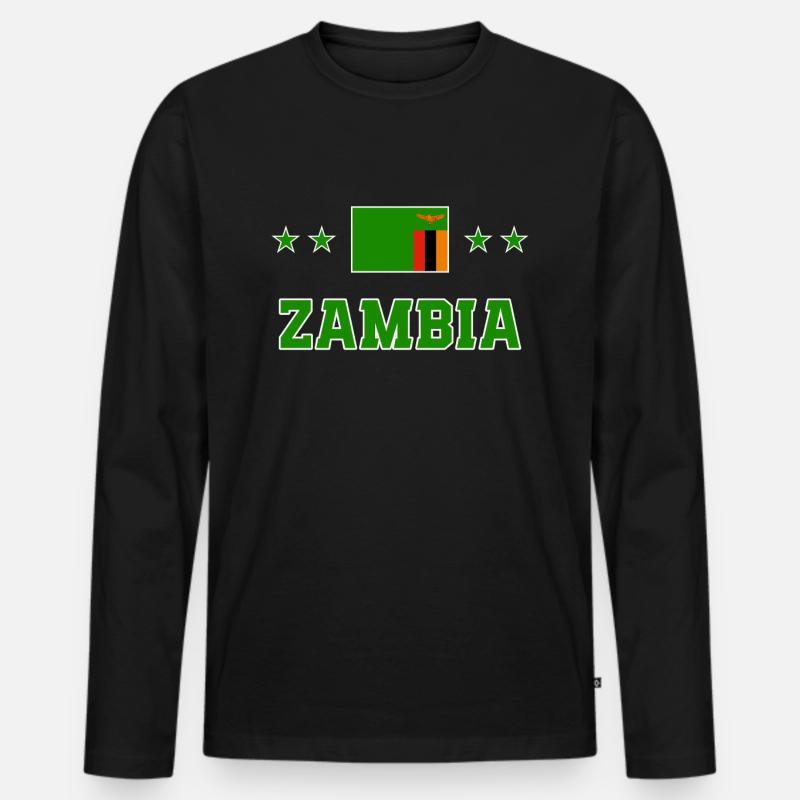 Sambia - Männer Premium Bio Langarmshirt - Schwarz